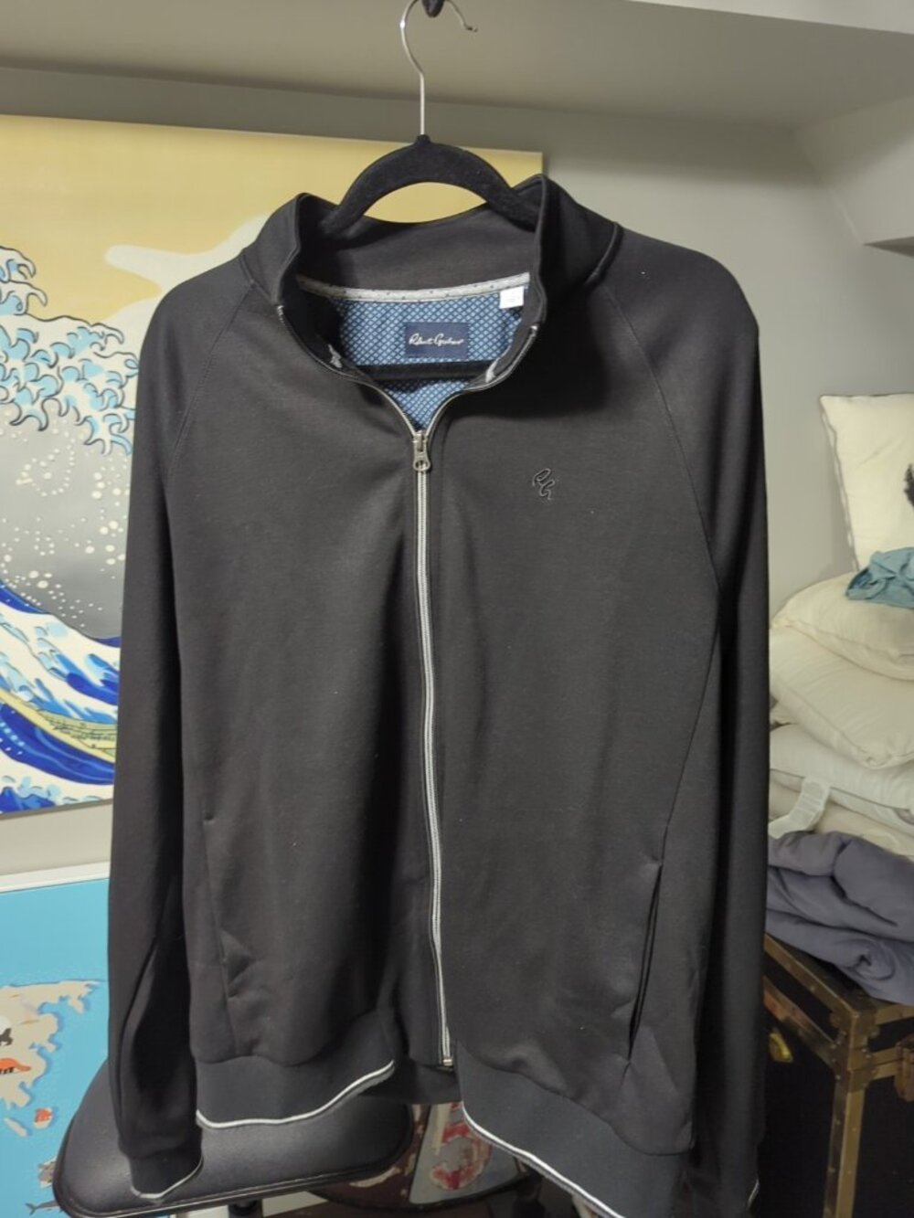 Robert Graham Deluxe Knit Lightweight Zip Up Bomber Jacket Academia Men’s Large